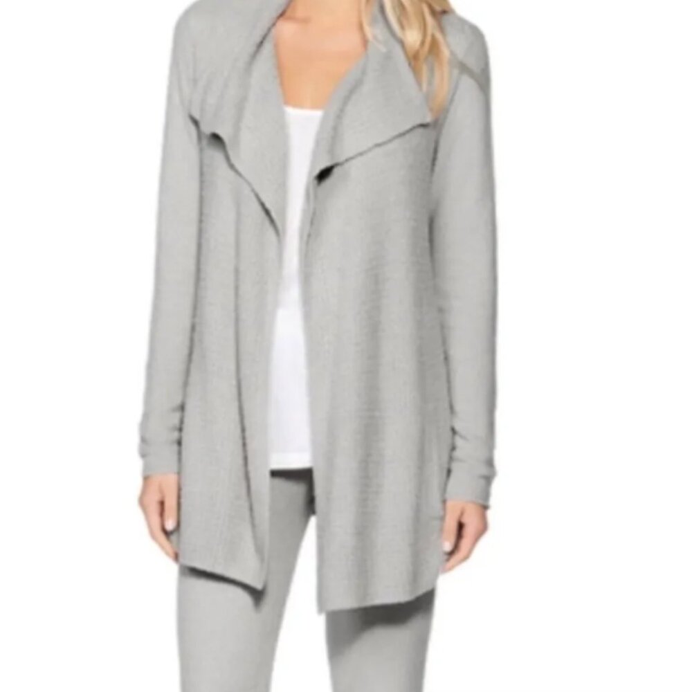 Barefoot Dreams CozyChic Lite Soft Coastal Drape Light Gray Cardigan